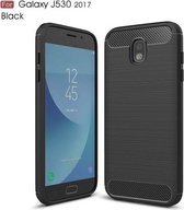 Silicone gel zwart hoesje Samsung Galaxy J5 (2017) met glass screenprotector