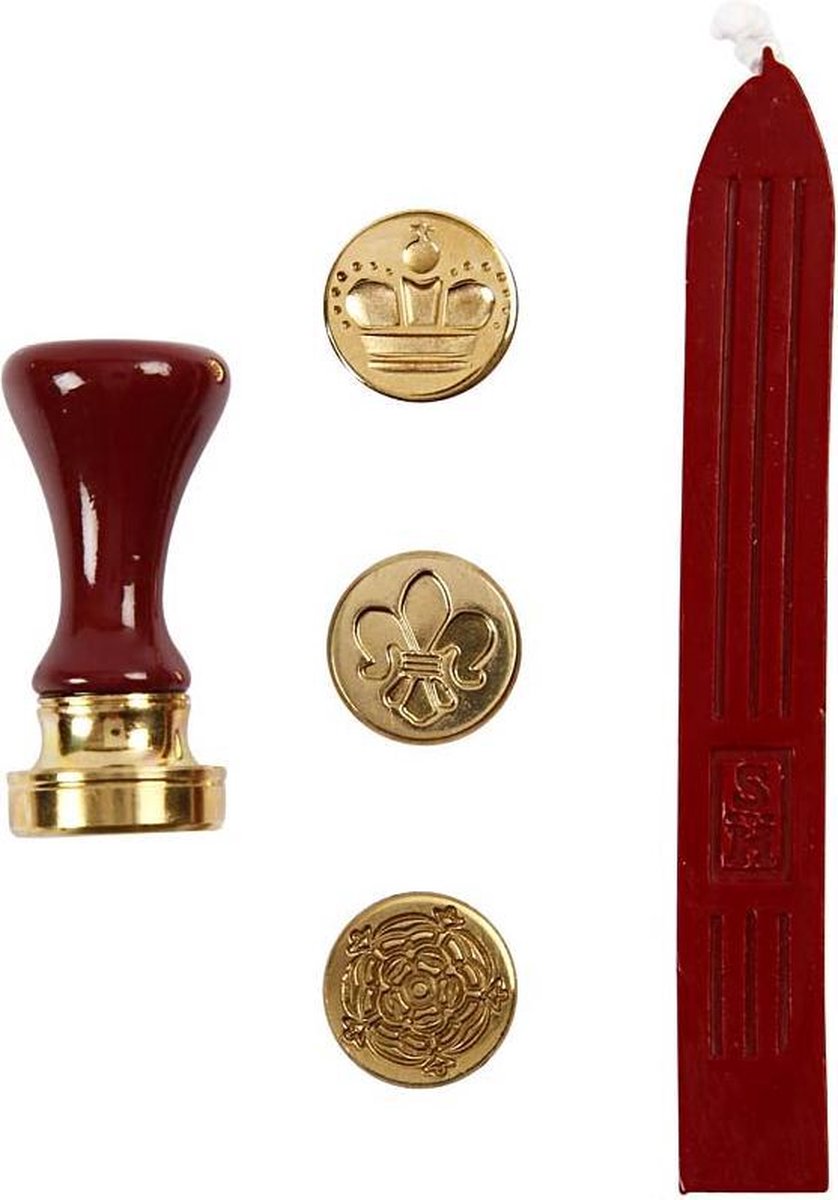 Zegel set, d: 18 mm, zeilen, bloem, Franse lelie, 1 set
