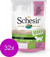 Schesir Hond Bio Pouch Paté 85 g - Hondenvoer - 32 x Varken