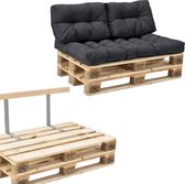 [en.casa]® Tweezitsbank - palletsofa - compleet - grijs