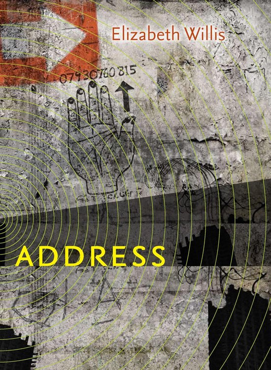 Couverture de livre avec le titre "ADDRESS" en lettres jaunes, un dessin de main et des lignes circulaires.