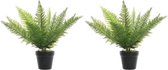 2x Groene adelaarsvaren kunstplanten 48 cm in zwarte pot - Kunstplanten/nepplanten - Varens
