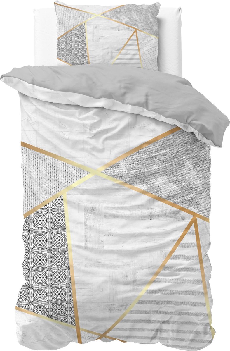 Dreamhouse Graphic - Dekbedovertrek - Eenpersoons - 140x200/220 + 1 kussensloop 60x70 - Wit