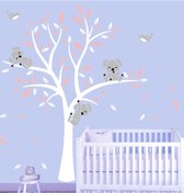 Muursticker Arbre Witte avec des Koala et des oiseaux XXL | Chambre de bébé - Chambre de bébé - Stickers muraux