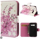 Alcatel Pop C5 roze bloem agenda wallet hoesje