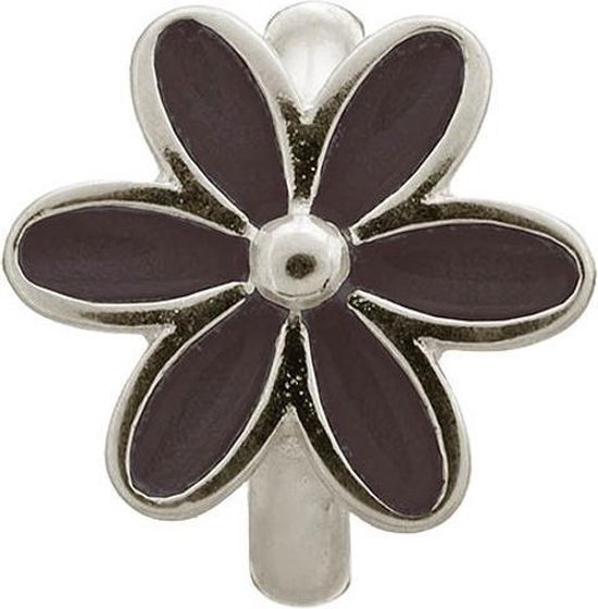 Endless Black Enamel Flower Silver Bedel Zilver Zwart 41155-4