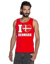 Rood I love Denemarken fan singlet shirt/ tanktop heren M
