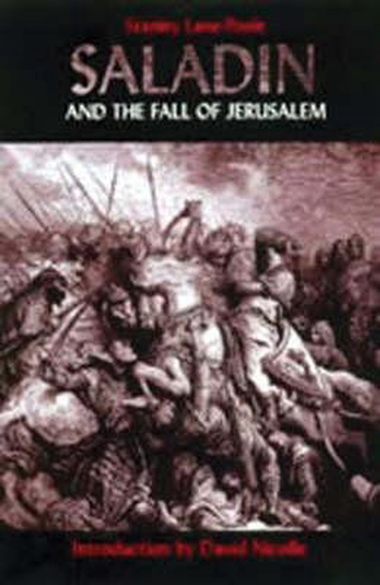 Boekcover van Saladin and the Fall of Jerusalem met een schilderij van een veldslag.