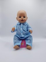 B-Merk Baby Born pyjama blauw/wit geblokt