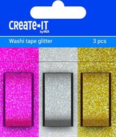 Haza Original Washi-tape Create It - Glitter 15 Mm 3 Rollen