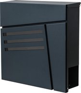 Brievenbus MCW-B28, brievenbus voor wandmontage Brievenbus Krantenvak, poedercoating ~ antraciet