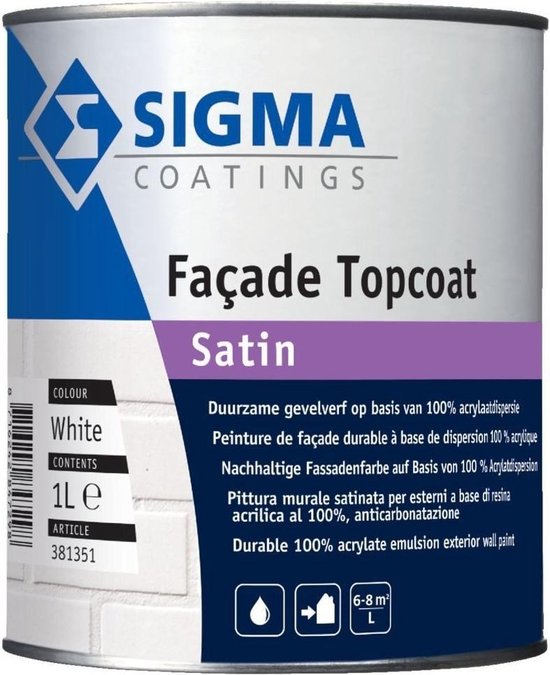 fort overtuigen van Sigma Facade Topcoat Satin RAL 9001 Cremewit 1 Liter | bol.com