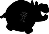 zuuz - krijtbord muursticker - Hippo - zwart