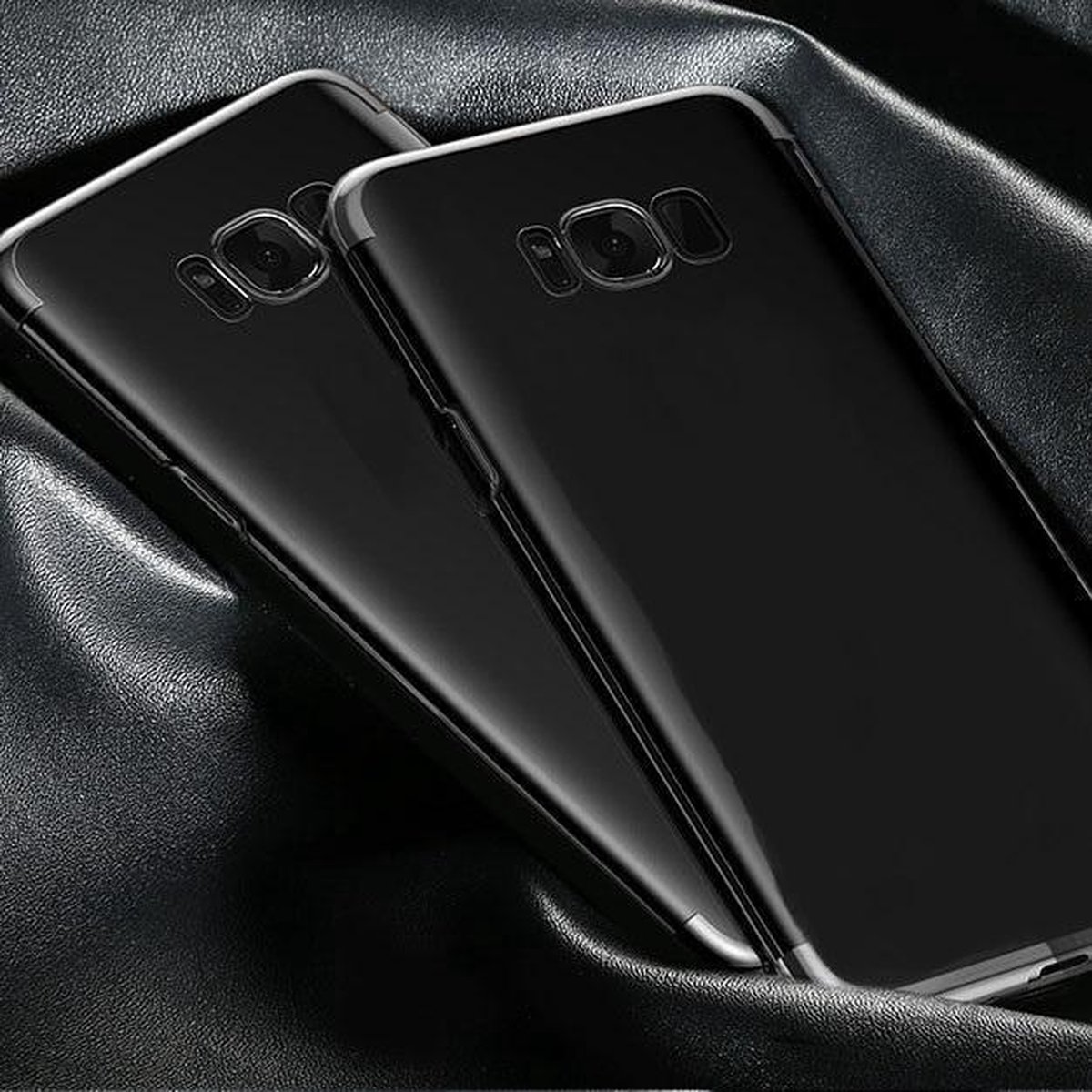 IMZ Jet Black Silver Soft TPU Shockproof Hoesje Geschikt voor: Samsung Galaxy S8 Plus