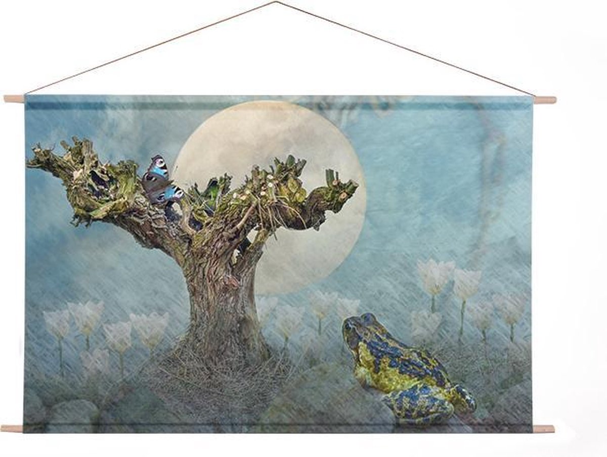 Ideasonthefloor.com - Textiel Poster - Maan - Sprookjes - Poster Natuur - 120x80 cm (bxl) - Schilderij Titel: Magic Tree