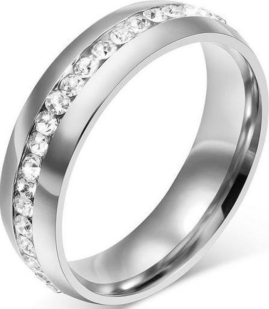 Schitterende Zirkonia Dames Ring|Volledig rondom belegd mét zirkonia |Zilver kleur 19,00 mm. Maat 60