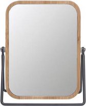 Miroir de maquillage en bois de bambou rectangulaire - 3 x grossissant