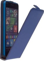Blauw Microsoft Lumia 640 Lederen Flip Case Cover Hoesje
