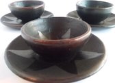 Sasak pottery Snack- & Tapasschaal - Ster - Zwart - Aardewerk - 3 stuks