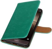 Zakelijke Book Case Telefoonhoesje Geschikt voor de Huawei Mate 9 - Portemonnee Hoesje - Pasjeshouder Wallet Case - Groen