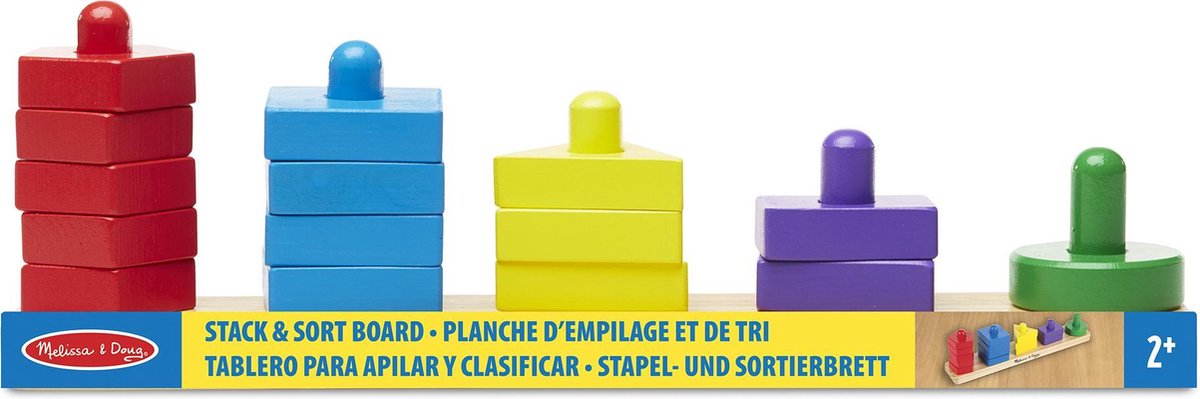 Melissa & Doug Stapel- en sorteerbord - Educatief houten speelgoed met 15 massief houten blokjes