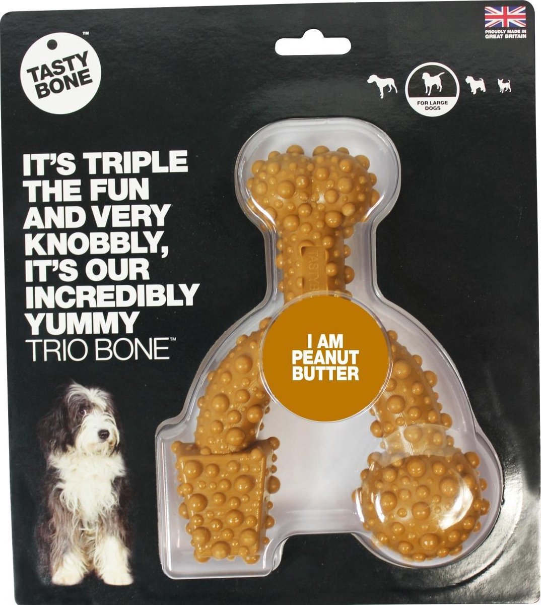 Serena Fauteuil vervaldatum Tasty Bone Trio Bone Pindakaas - Hond - Kauwspeelgoed - Large | bol.com