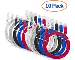 MutecPower 10 Pak RJ45 CAT6 LAN-kabels extra vlak - UTP - 0,5M