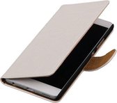 Wit Krokodil booktype wallet cover hoesje voor Sony Xperia M2