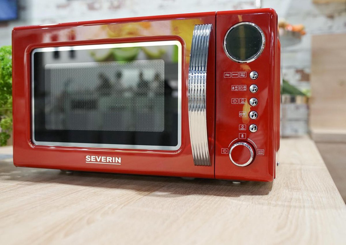 Team Kalorik MW 2500 - Micro-ondes Rétro avec grill - 25L - 1000W - Rouge