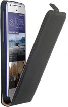Zwart lederen flip case voor HTC Desire 626G / 628 hoesje