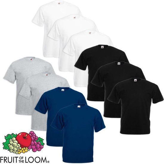 10 X Fruit of the Loom T-shirt à poids économique de taille plus multicolore 3XL