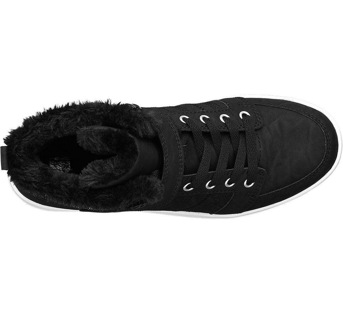 Venice Dames Zwarte warm gevoerde halfhoge sneaker - Maat 42 | bol.com