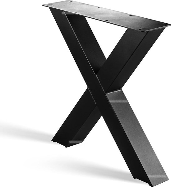 Stalen industriële X poot (kruispoot) zwart gepoedercoat 72x80cm 10x10cm  koker set van 2 | bol.com