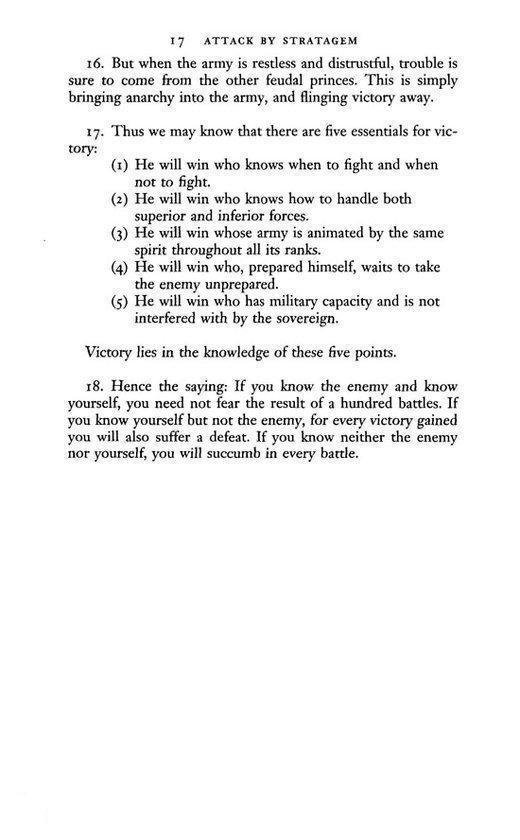 Pagina 17 van "The Art of War" met de tekst "Attack by Stratagem".