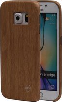 Licht Bruin Hout QY TPU Cover Case voor Samsung Galaxy S6 Edge Hoesje