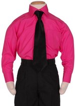 Kinderoverhemd fuchsia met lange mouwen-170/176