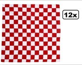 12x Brabants bont bandana/zakdoek 56x56 cm - zakdoek bandana carnaval rood wit geblokt