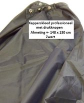 Rojafit Professioneel Kapperskleed met drukknopen Zwart - Afmeting +- 148 x 130 cm
