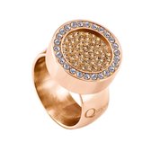 Quiges RVS Schroefsysteem Ring met Zirkonia Rosékleurig Glans 18mm met Verwisselbare Zirkonia Goudkleurig 12mm Mini Munt