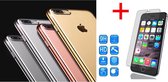 Hoesje geschikt voor Apple iPhone 6 (S) - Electroplating TPU Case Transparant met Gouden Bumper + Tempered Glass Screenprotector 2,5D 9H (Gehard Glas)