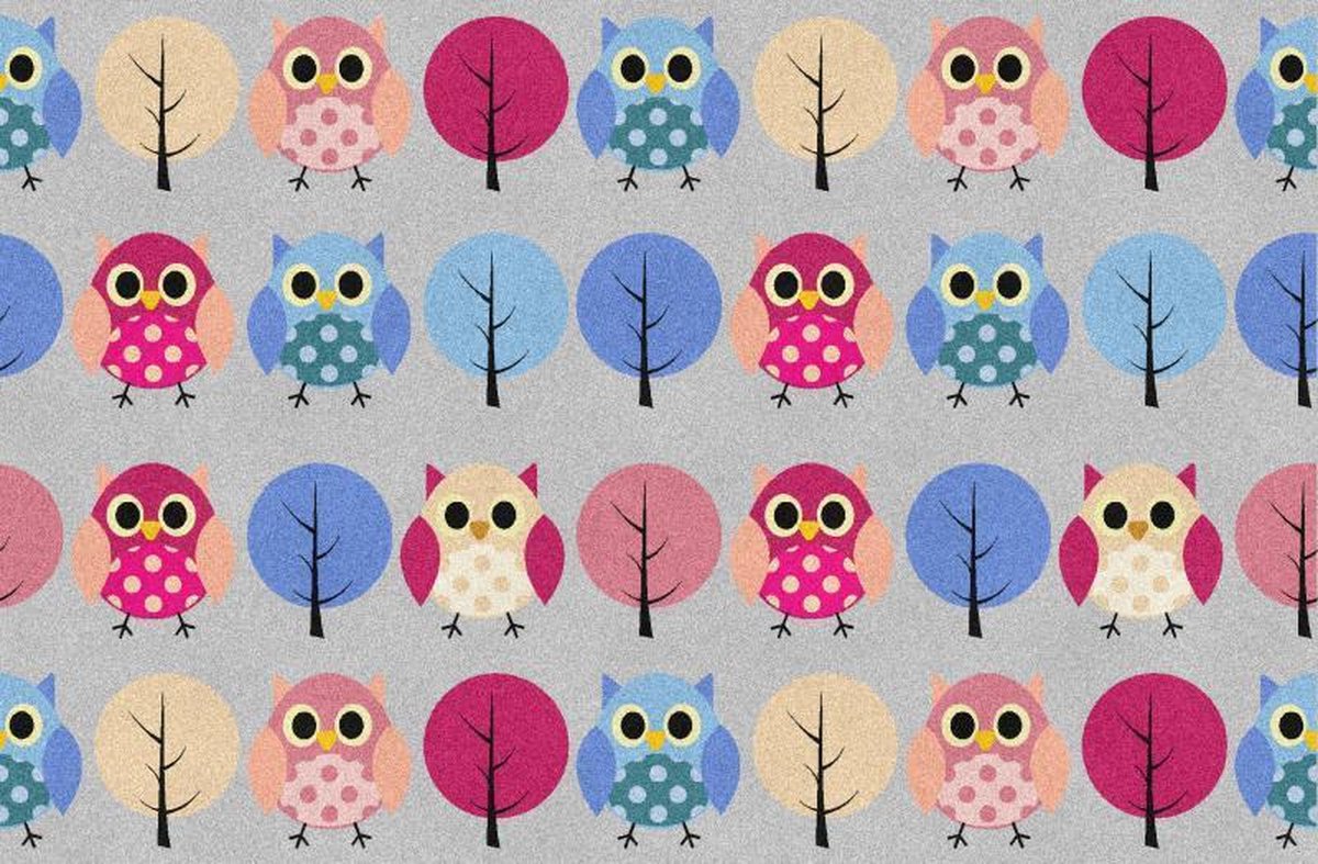 Kinder Vloerkleed Tapijt Mat kinderkamer Uil - Wasbaar - Antislip - 175 x 115 cm