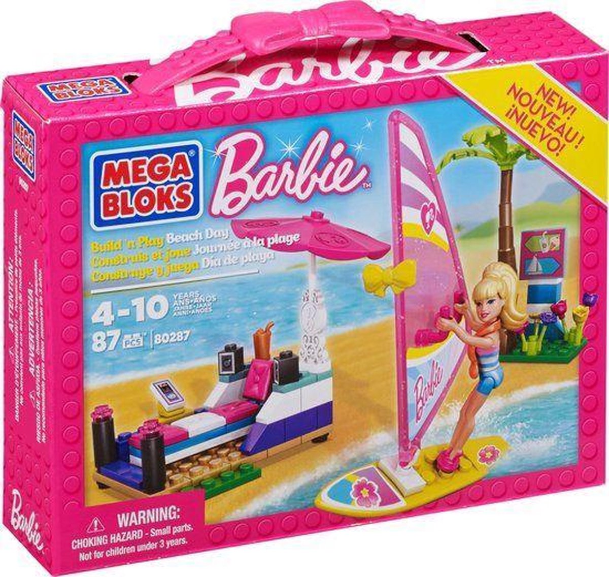 Mega Bloks Barbie – Maison De Plage à Construire – Inclut Barbie Et Accessoires – Sans Piles – Dès 3 Ans – Blocs Colorés