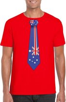 Rood t-shirt met Australie vlag stropdas heren XL