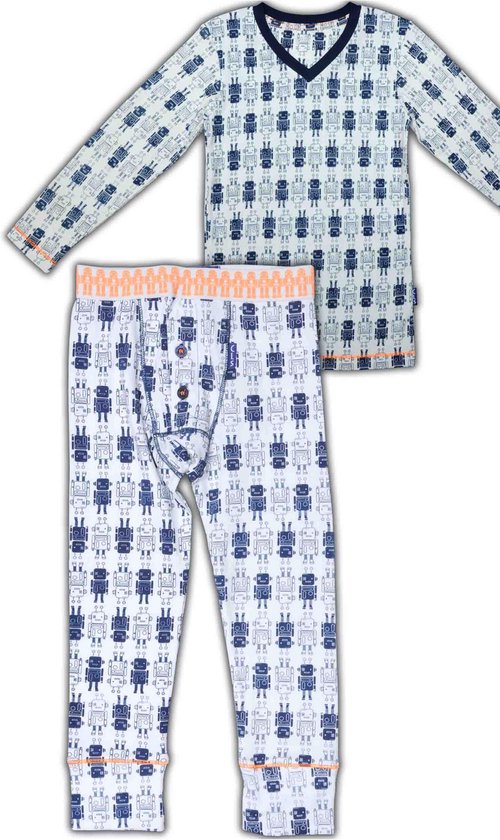 Defecte Talloos controleren Claesens Jongens Pyjama Robotprint met frisse feloranje accenten broek plus  shirt -... | bol.com