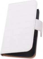 Croco Bookstyle Wallet Case Hoesjes voor Galaxy Alpha G850 Wit