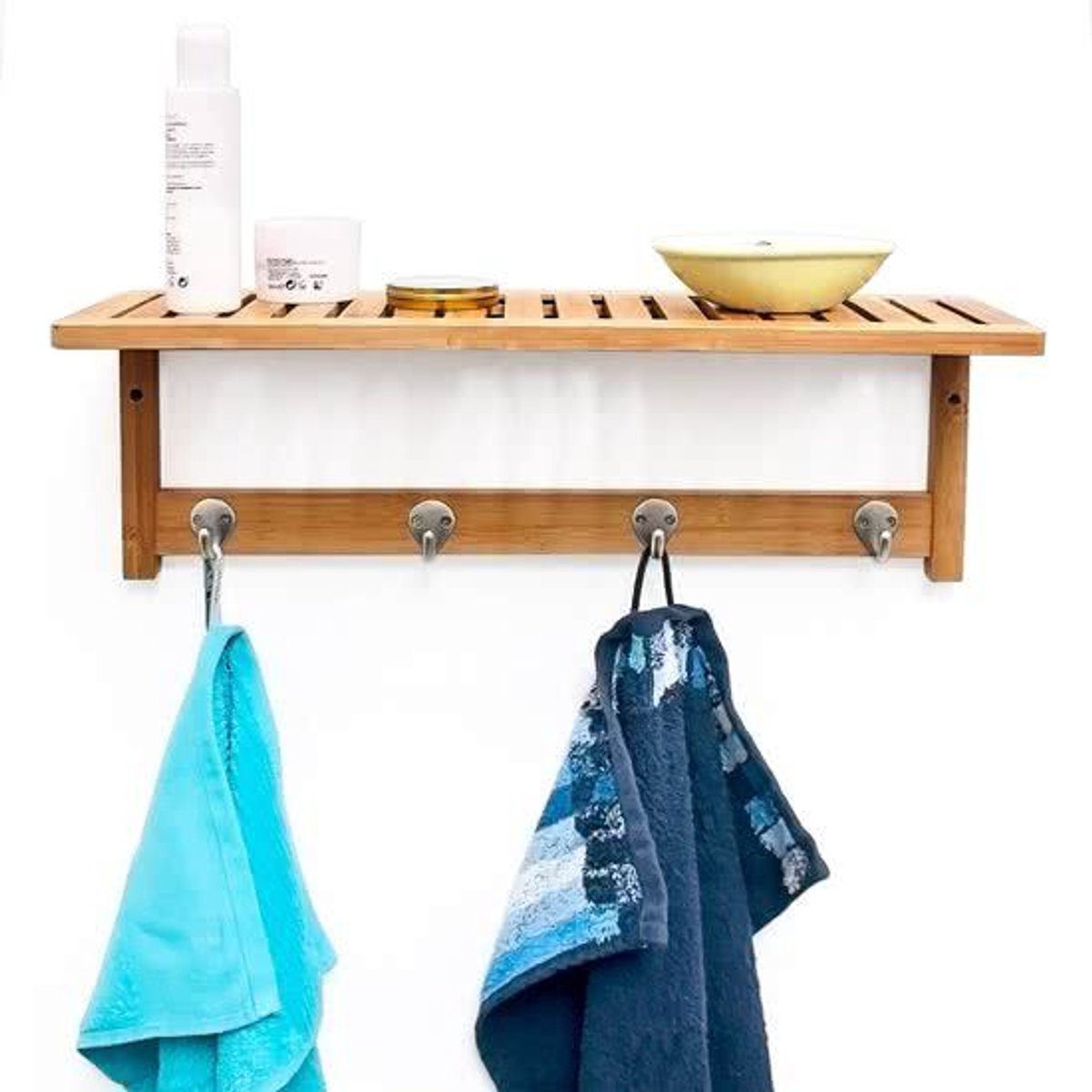 Handdoekenrek 50x18x16 cm - Plank keuken / badkamer - Kapstok bamboe hout