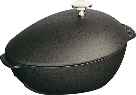 Hendi Mosselpan met Deksel - Zwart geëmailleerd - 2,3 Liter - 1,2kg