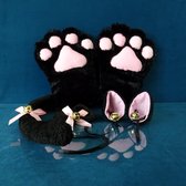 Zwarte Katten Set - 4-delig - oren, staart, poten, strikje - PinkPonyClubnl