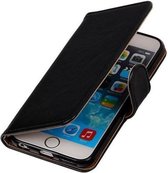 Zwart vintage lederlook bookcase voor de iPhone 6 / 6s wallet Telefoonhoesje