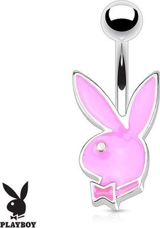 Navelpiercing playboy roze ©LMPiercings